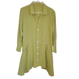Fridaze 100% Linen Lagenlook Button Front Tunic Dress Medium | Boho Art to Wear